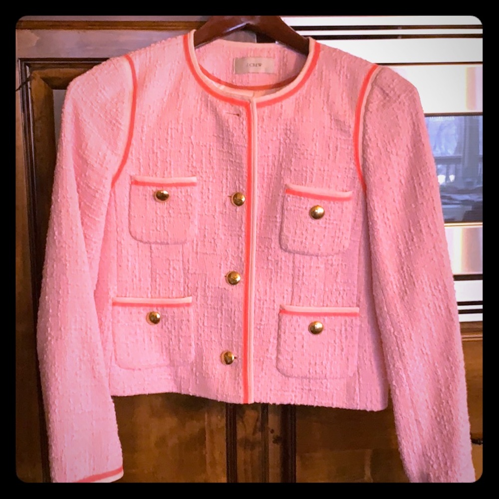 Pink tweed cropped blazer
